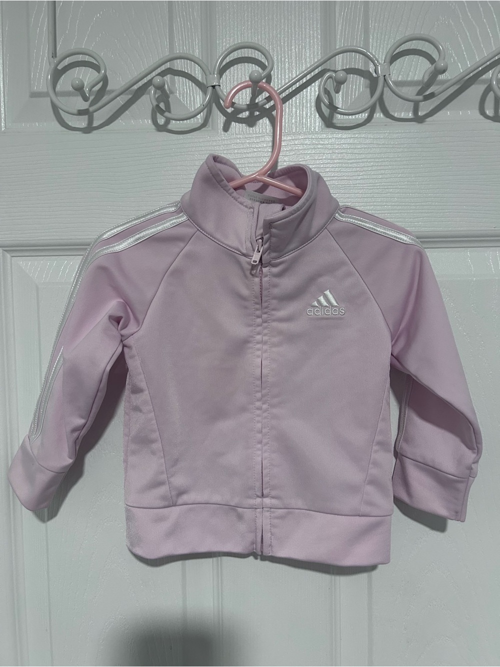 adidas Pink Girls Full-Zip Athletic Jacket. Size 12M